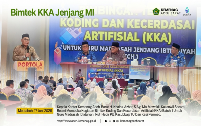 Akselerasi Kompetensi Digital, Kemenag Aceh Barat Gelar Bimtek Koding dan Kecerdasan Artifisial bagi Guru MI