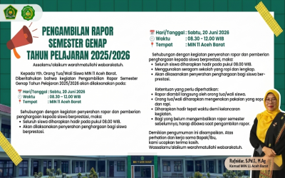 MIN 11 Aceh Barat Bagikan Rapor Genap dan Apresiasi Siswa Berprestasi